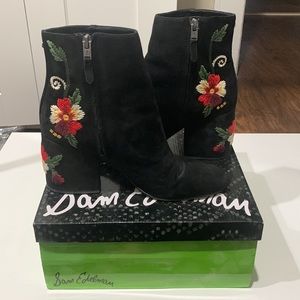 Sam Edelman Tavi Black Suede Embroidered Boots